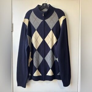 Brooks Brothers Men’s 100% Lambswool Full Zipper Sweater Sz